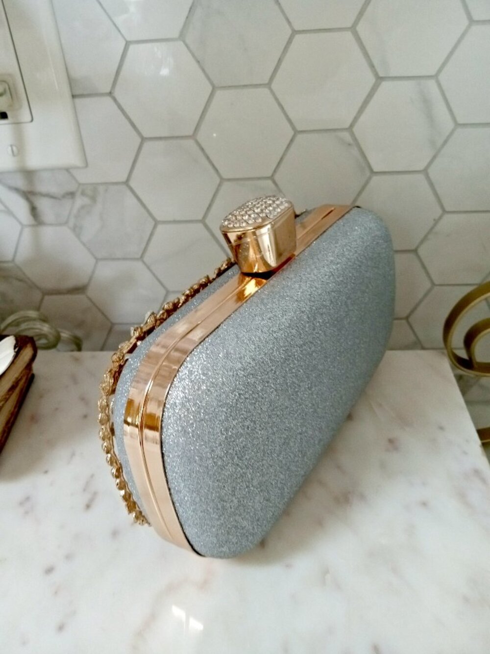 NEW! INTRICATE EMBELLISHED EVENING BAG Box CLUTCH CROSSBODY - Picture 4 of 6